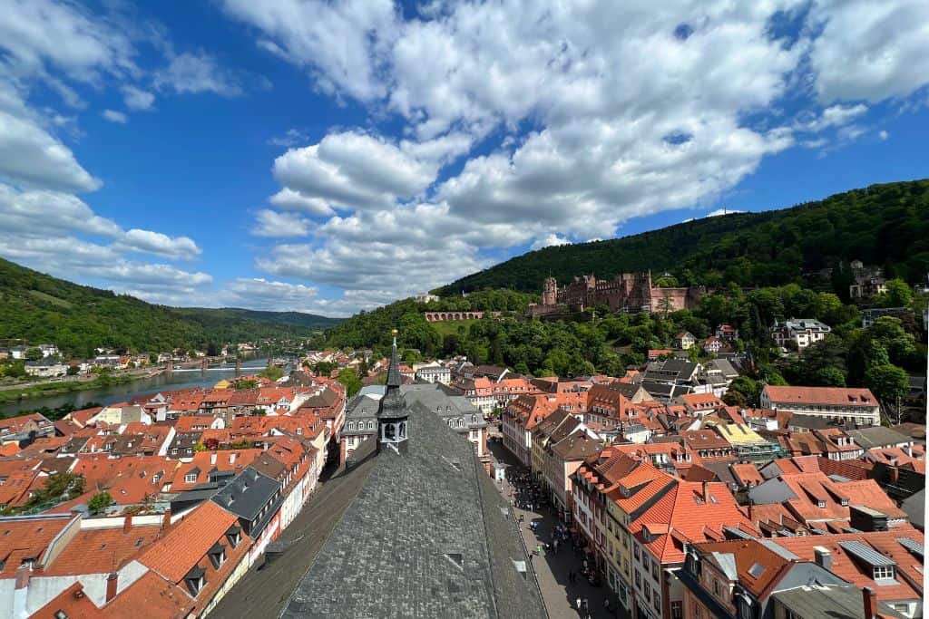 It is worth visiting the steeple at the Church of the Holy Spirit in Heidelberg for the panoramic views!