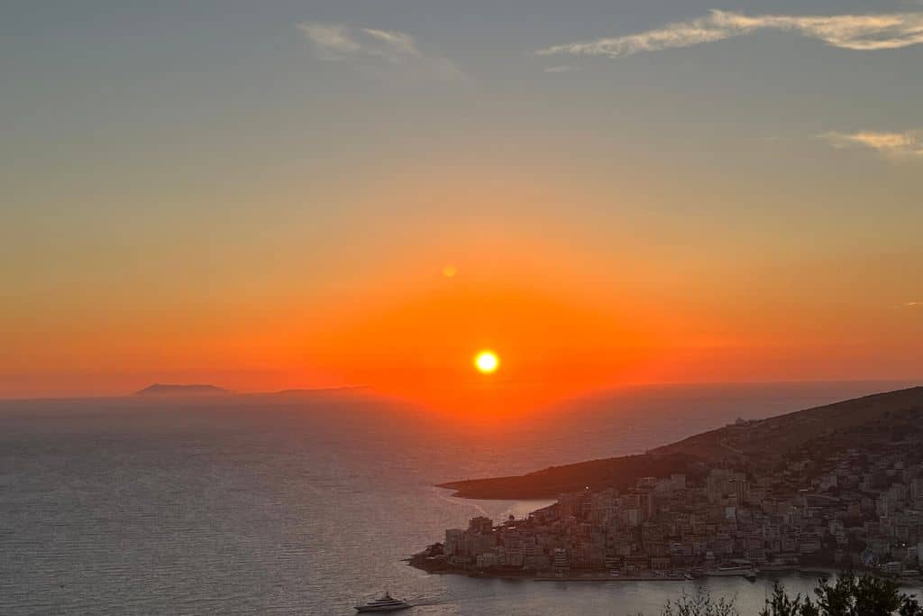 View of the sunset from Lekuresi Castle.