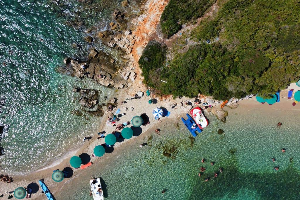 Aerial view from one of the Ksamil islands. Ksamil is home to some of the most beautiful beaches in Albania.