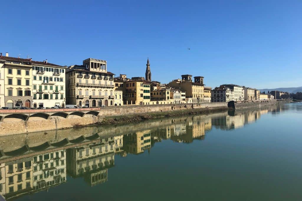 The beautiful views of Florence from the Arno River.