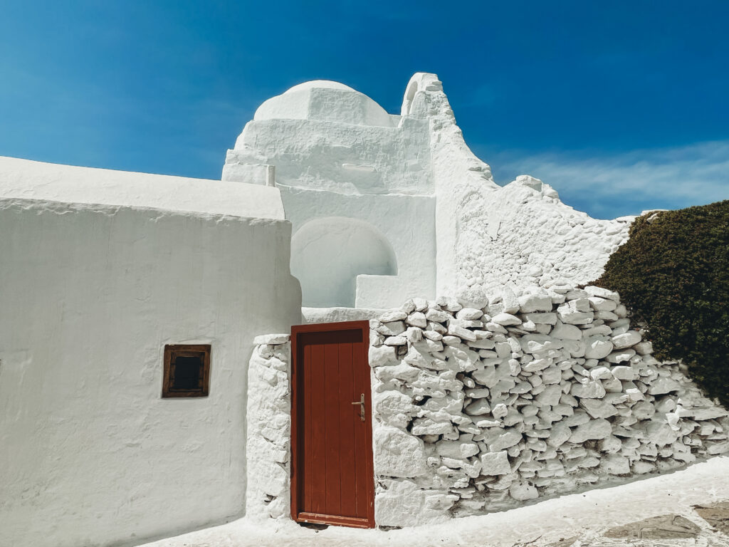 The beautiful whitewashed houses in Mykonos.