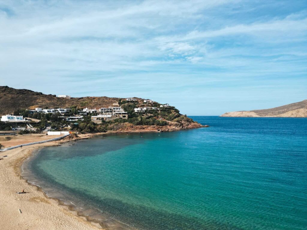 Panormos Beach is a great option for relaxing in the sun.