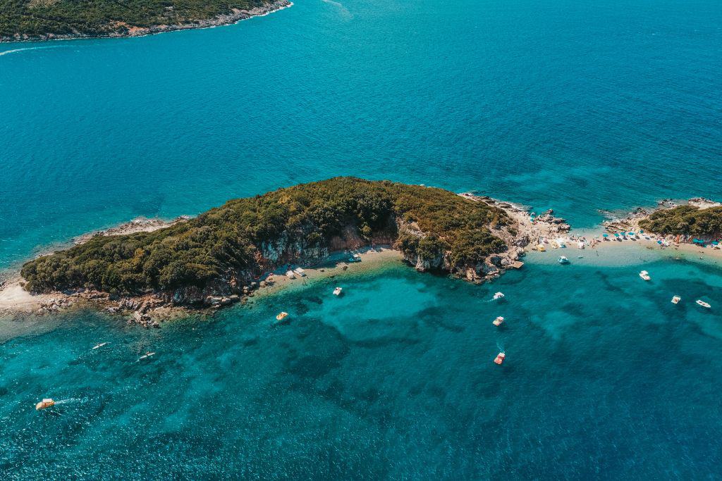 View from one of the Twin Islands and the surrounding land.