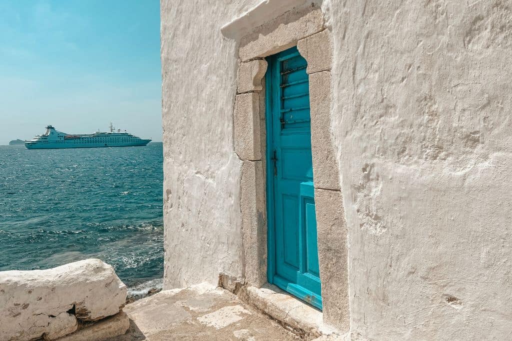 Mykonos Town is full of whitewashed houses and Aegean Sea views