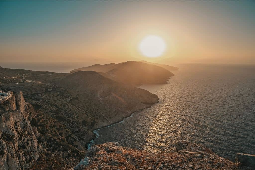 The best Folegandros sunset location is at the Church of Panagia