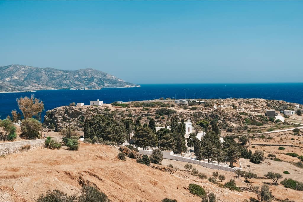 Panoramic view of Kimolos's landscape