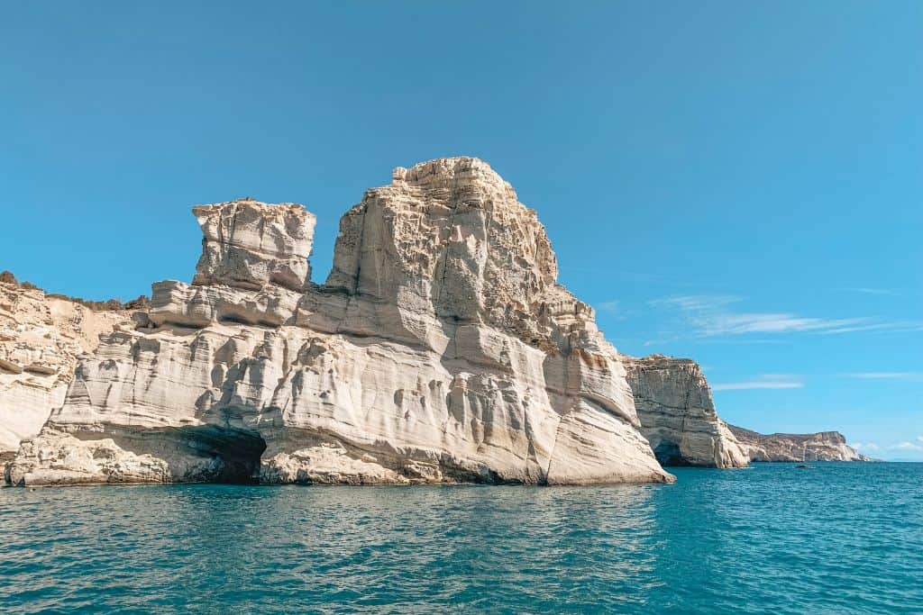 Kleftiko is home to stunning white cliffs, coves, and natural arches. A must when in Milos!