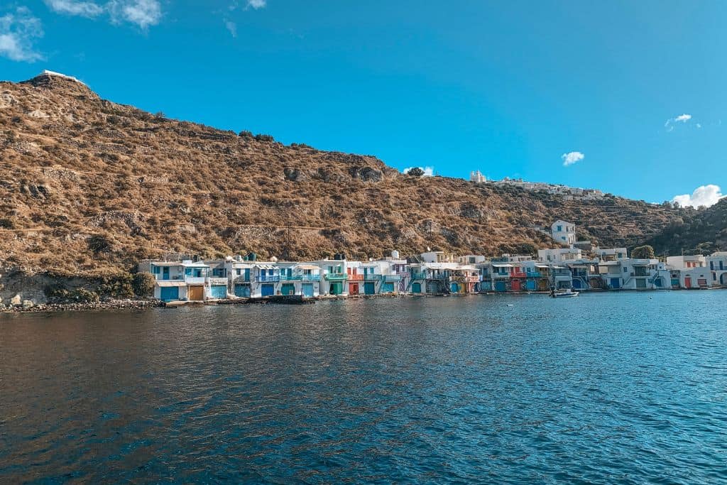 Klima fishing village is worth visiting in Milos to see the colorful syrmata.